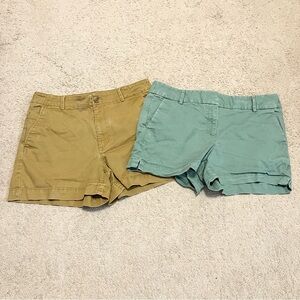 LOFT Khaki Washed Twill & Green Riviera Shorts Lot(2) Women’s Sz 8